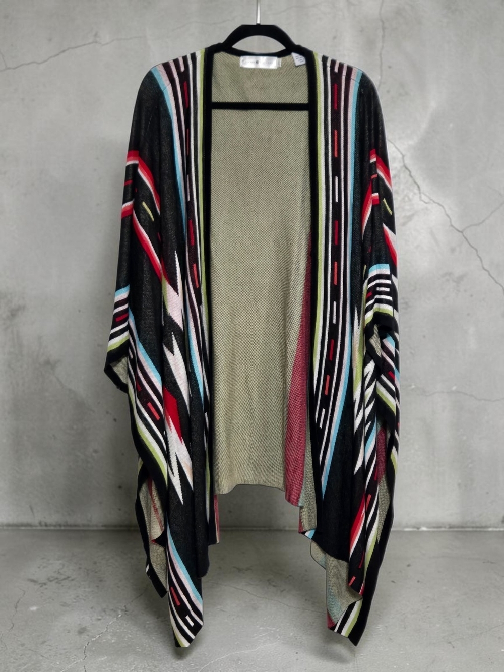 Women's Multicolor Geometric Open-Front Poncho - Western Inspired